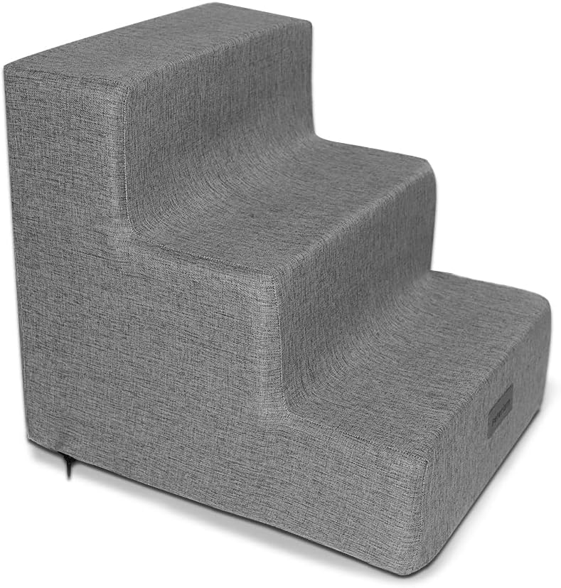 Peterism Memory Foam Pet Steps/Pet Stairs/Pet Ramp/Pet Ladder for Small Dogs or Cats, Removable Cover Pack of 2