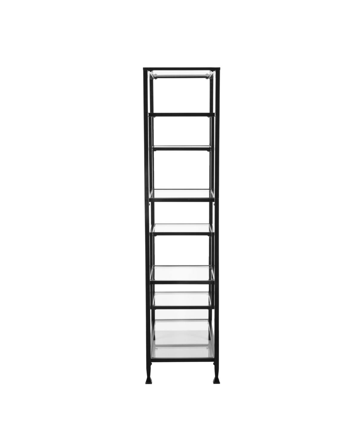 Joe Metal, Glass Asymmetrical Etagere, Bookcase - Matte Black