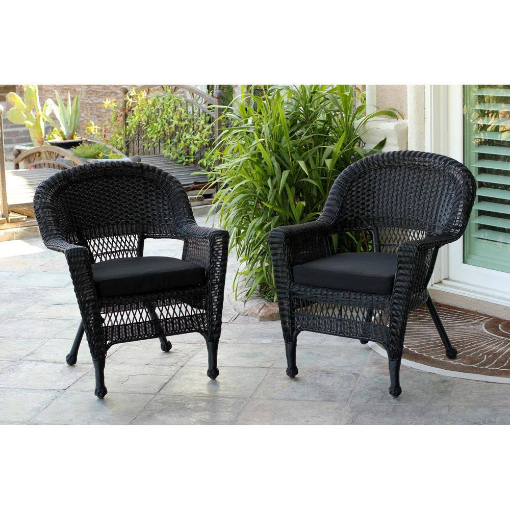 Jeco W00207-G 4 Piece Black Wicker Conversation Set