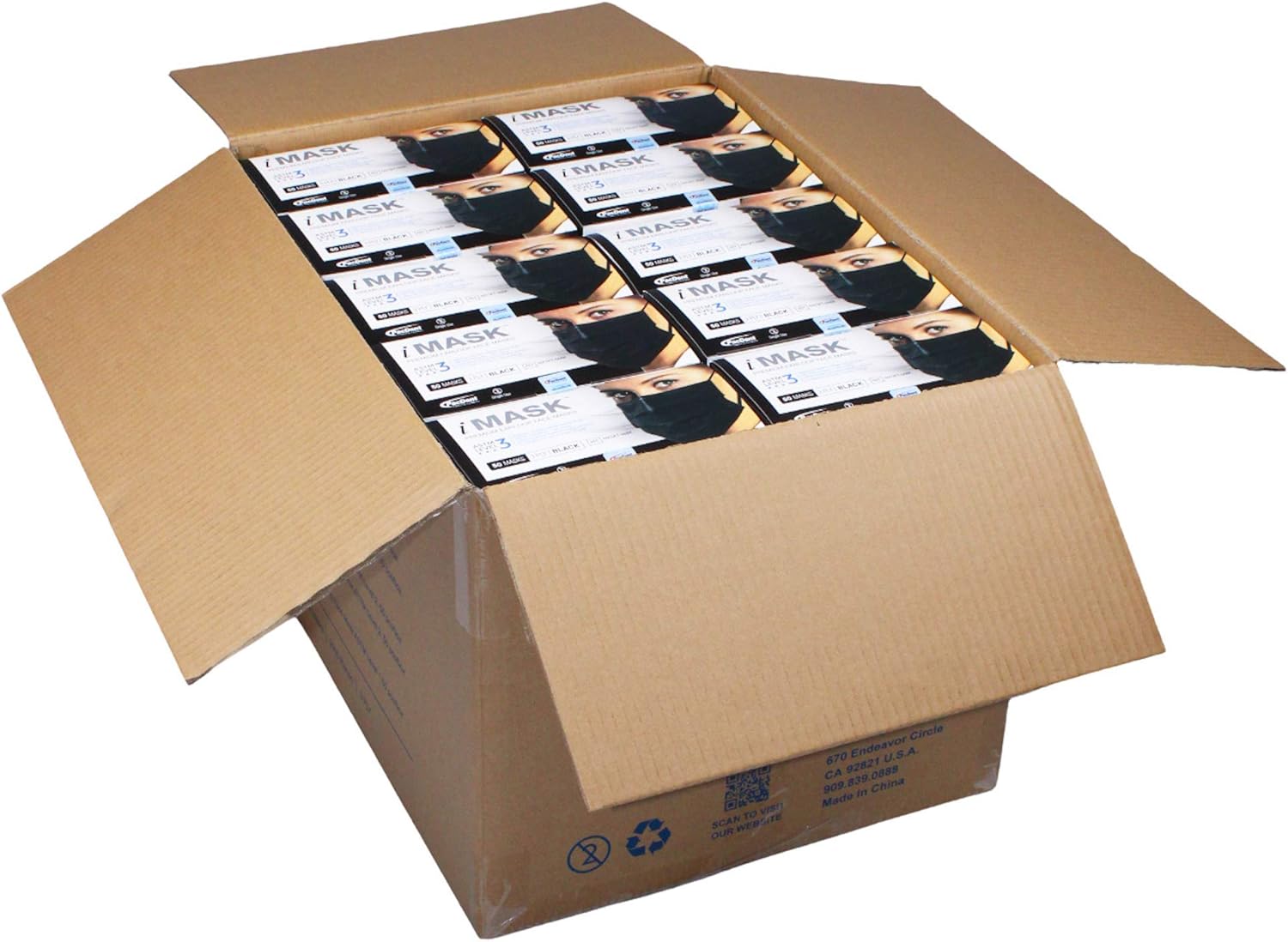 Pac-Dent iMask, Bulk Face Masks, Premium ASTM Level 3 Disposable Face Masks, 2,000-Pack (40 Packs of 50), Black