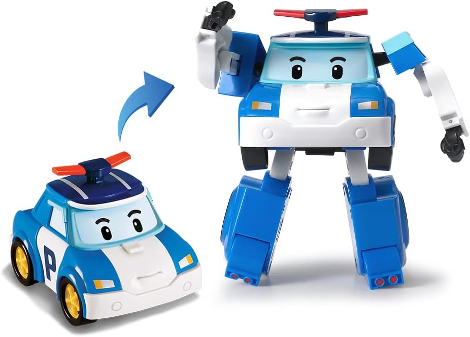 [4 Pack] Robocar Poli Poli + Amber + Roy + Helly Transforming Robot, 4