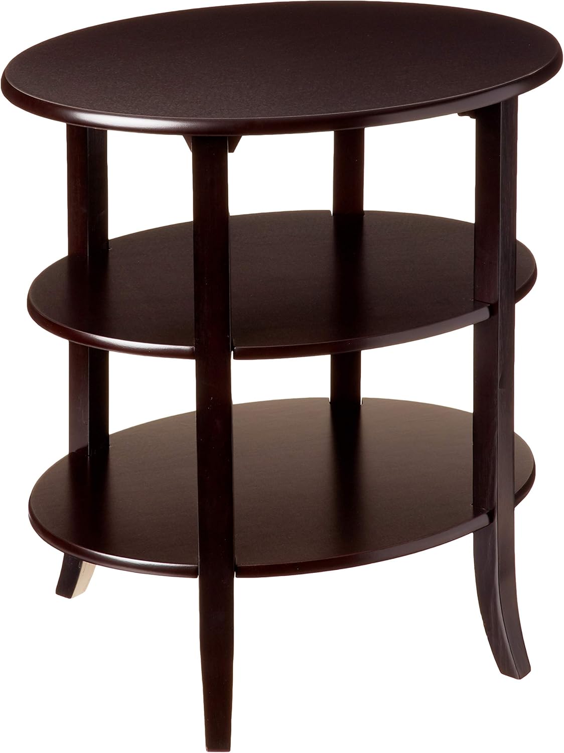 Frenchi Furniture Wood Round Table with Drawer and Shelf ,Espresso Pack of 2