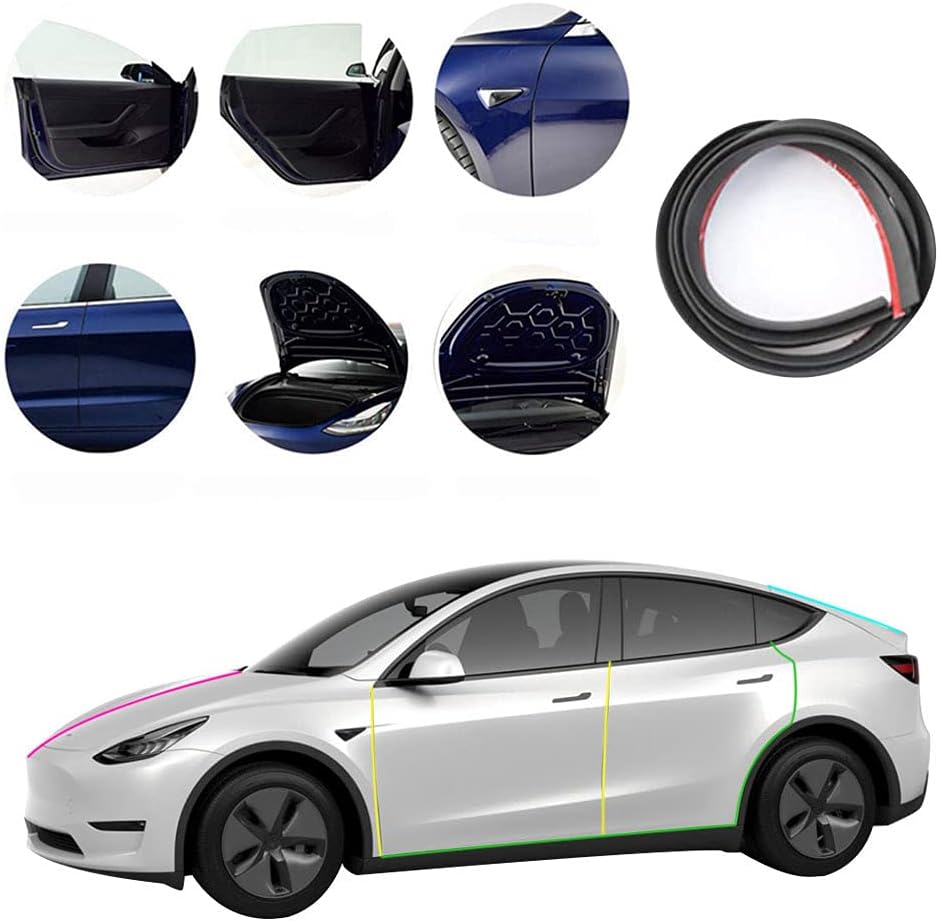 Door Seal Kit for Tesla Model Y/X/S, 10 PCS Self-Adhesive Rubber Weatherstrip Kit, Soundproofing & Noise Reduction Car Door Seal for Tesla Model Y/X/S Front & Rear Door, Trunk, Windshields, A&B-Pillar Pack of 2
