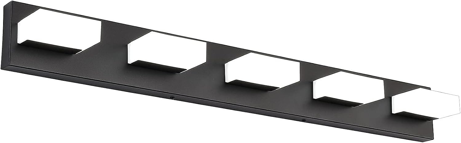 Aipsun Modern Vanity Lighting Fixture Black Vanity Lights for Bathroom 4 Light LED Bathroom Vanity Light Fixtures 6000K