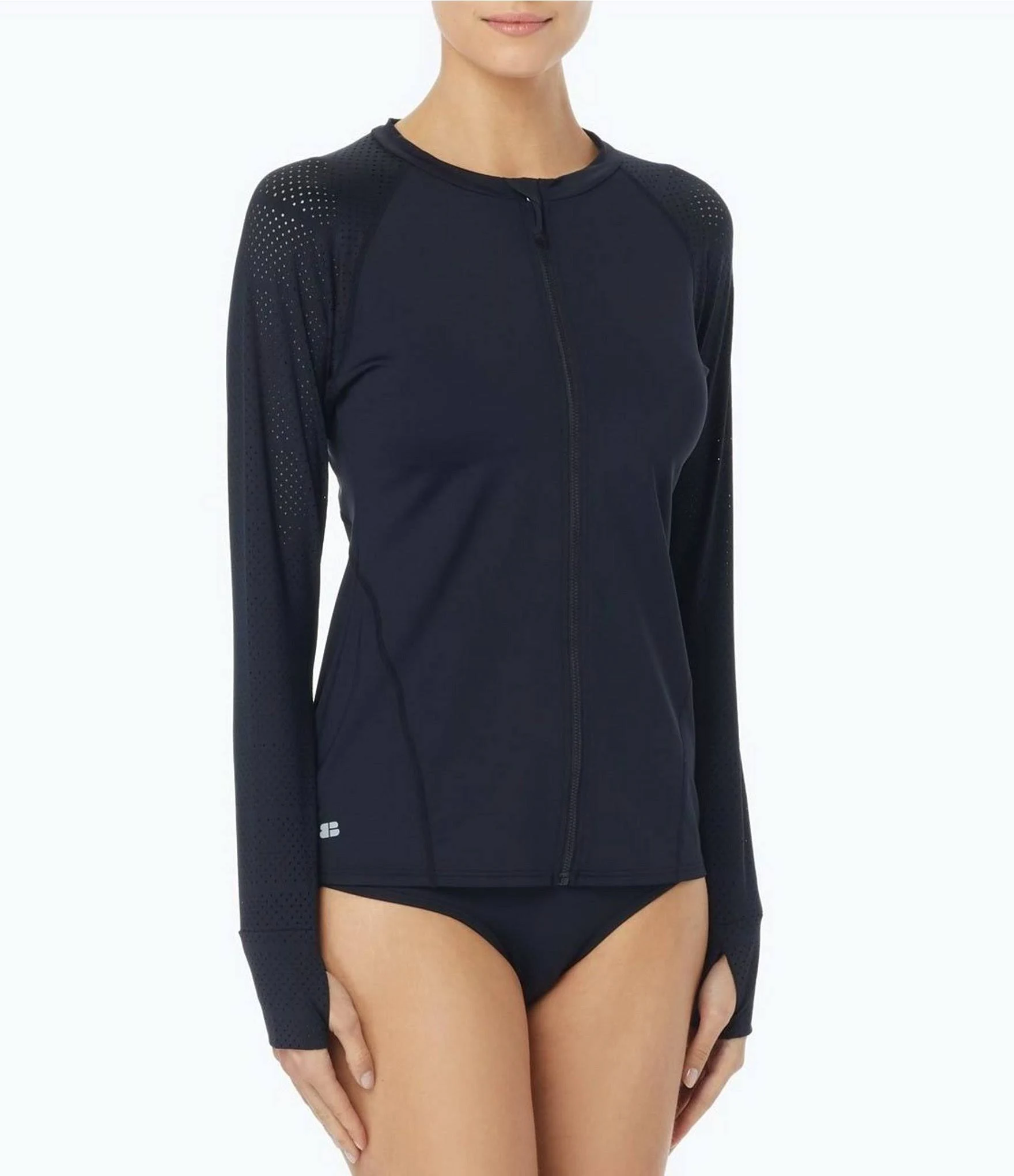 Beach House Beach Solids Ava Zip Front Rashguard - Black XL