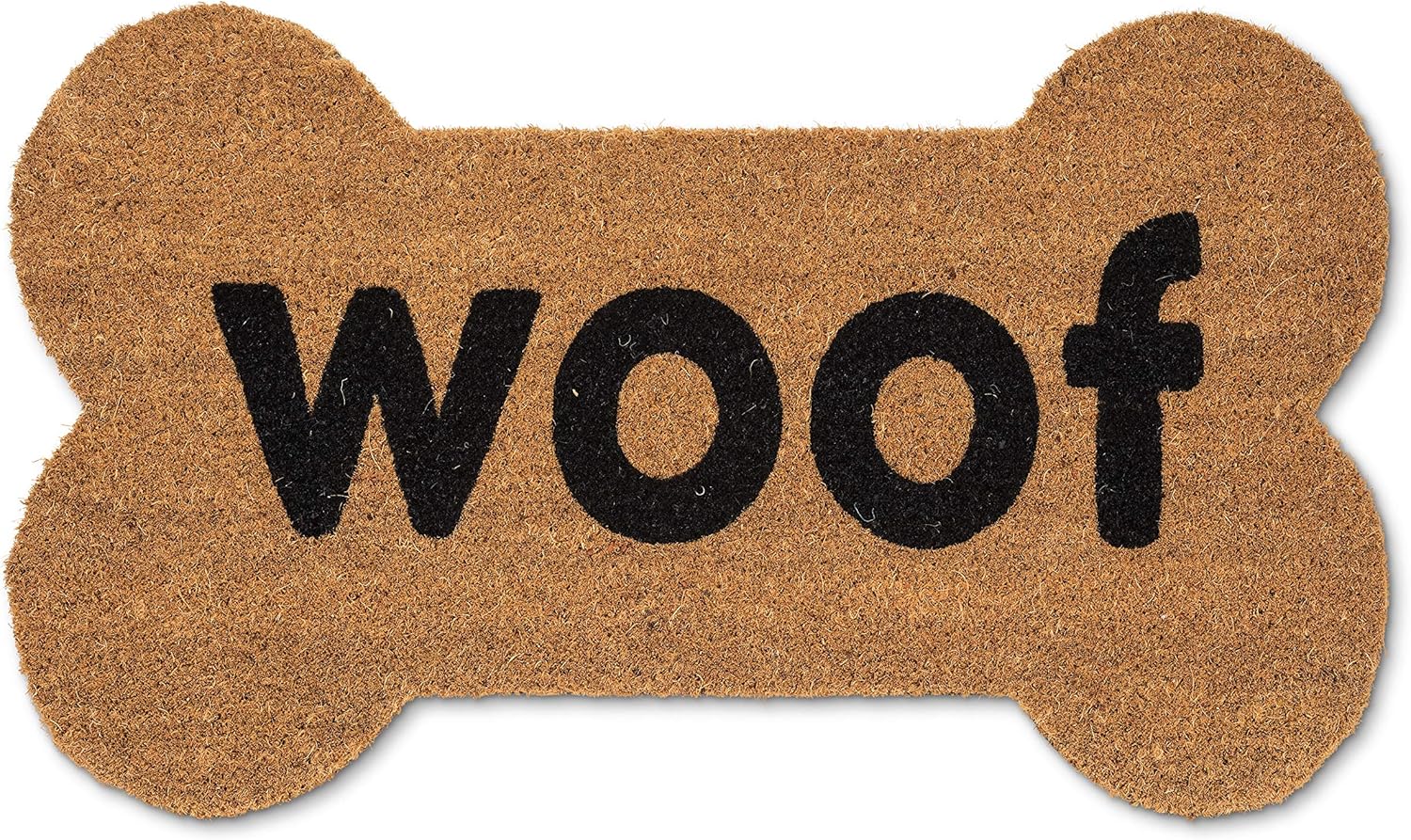 Abbott Collection 35-PFW-SH-1465 Bone Shaped WOOF Doormat, 18x30 inches L, Natural/Black