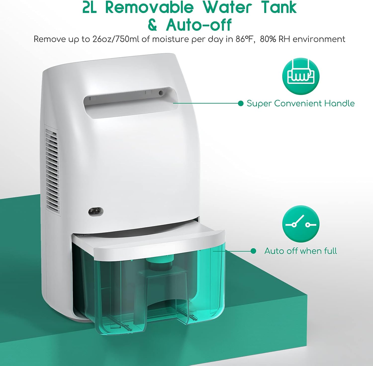 Afloia Dehumidifier 2500 Cubic Feet(269 sq ft) 70oz(2000ml) Quiet Portable Dehumidifiers Small Electric Dehumidifier for Bathroom Home Basement Bedroom RV Garage Auto Shut Off Upgraded Version Pack of 2