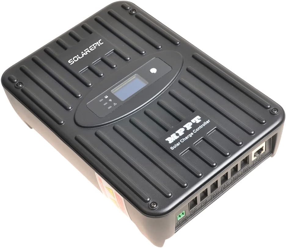 SolarEpic 60A MPPT Solar Charge Controller 150V PV Input 12V/24V Battery System 840W/1680W Solar Panel Controller W/ MH-M80 Meter + Temperature Sensor Works with Lead-Acid & Lithium Batteries