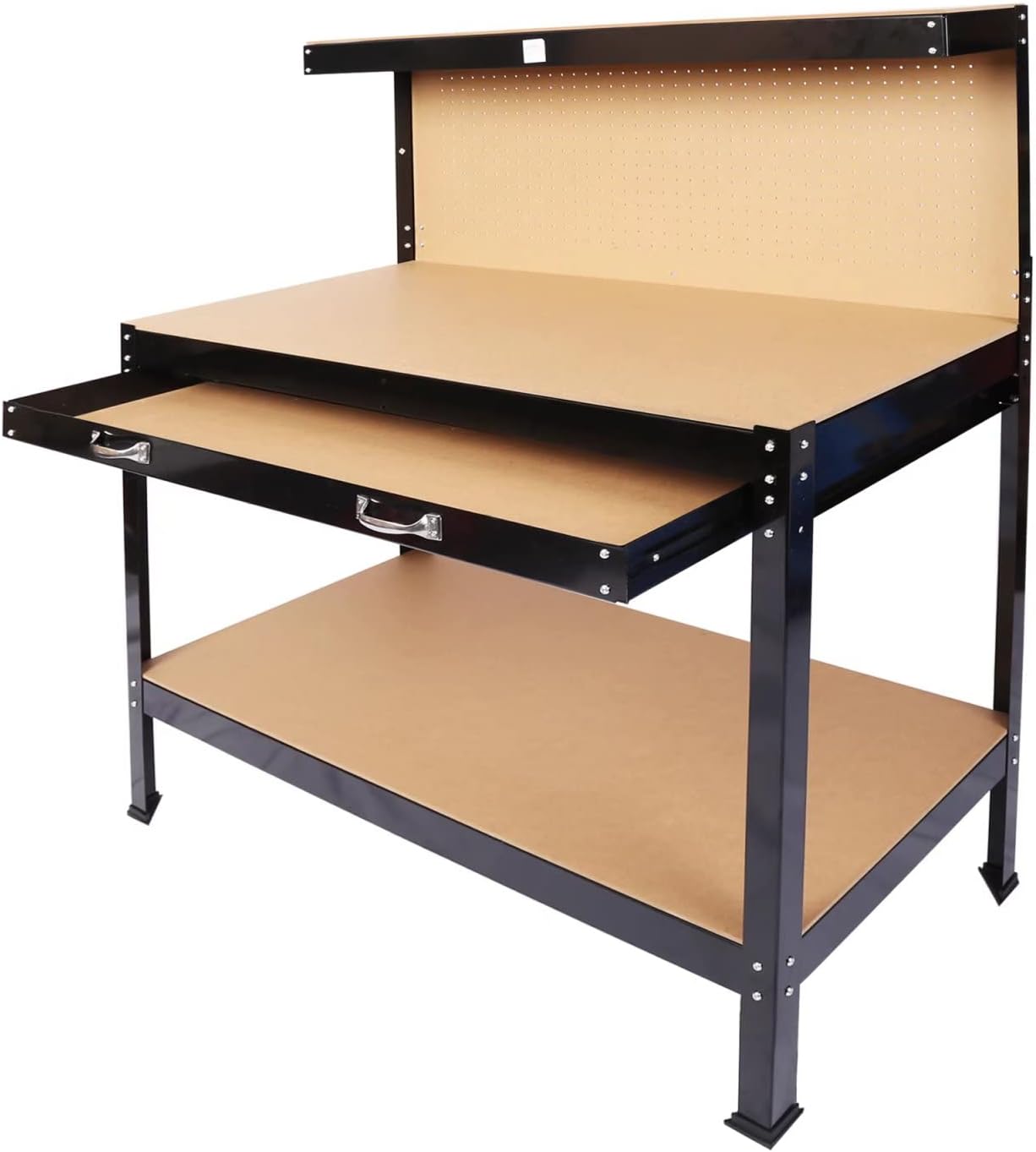 Multipurpose Workbench,Steel Workbench Tool StorageWork Bench,WorkshopTools Table W/Drawer and Peg Board 63