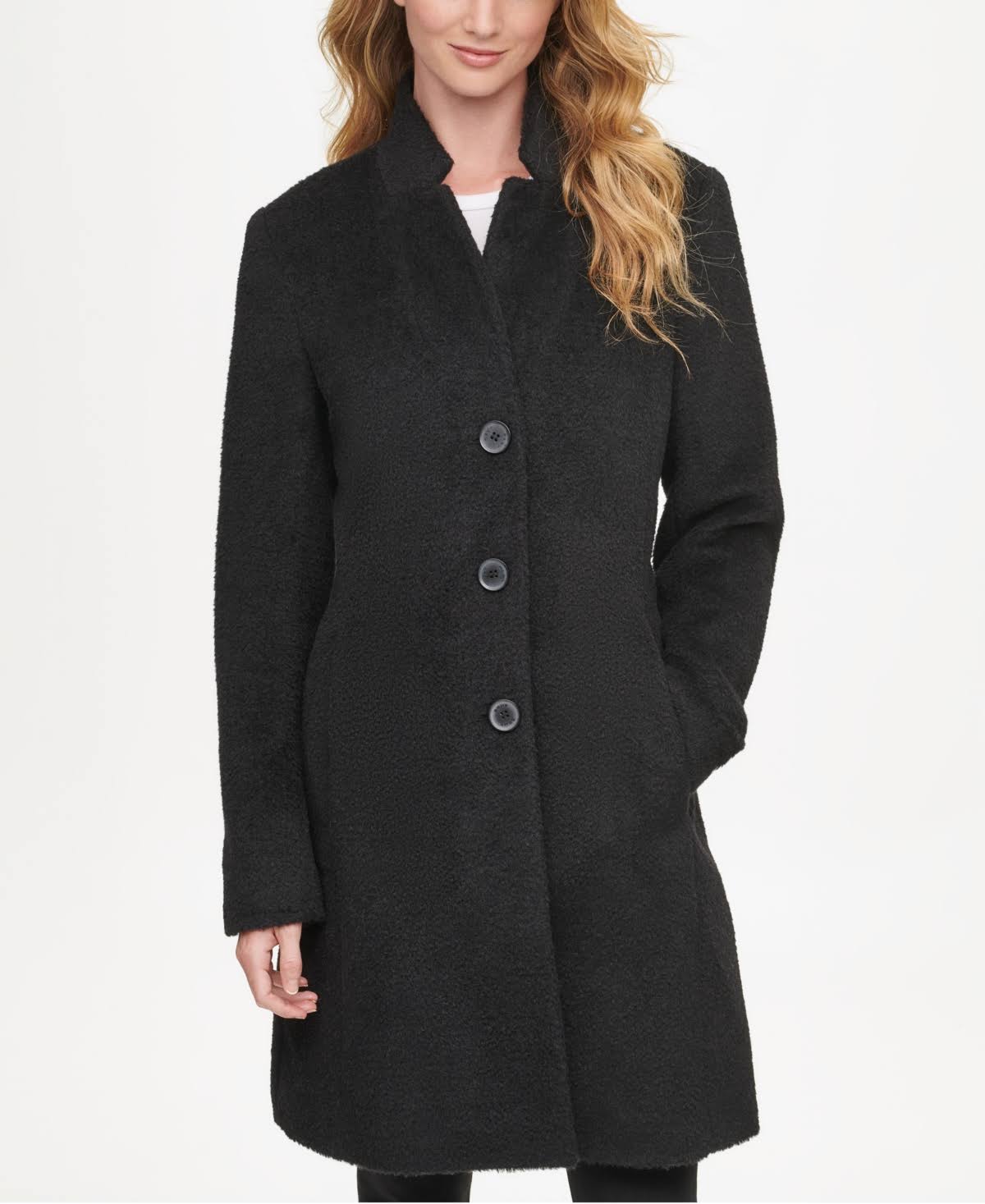 Dkny Single-Breasted Walker Coat, Created for Macy&s - Black