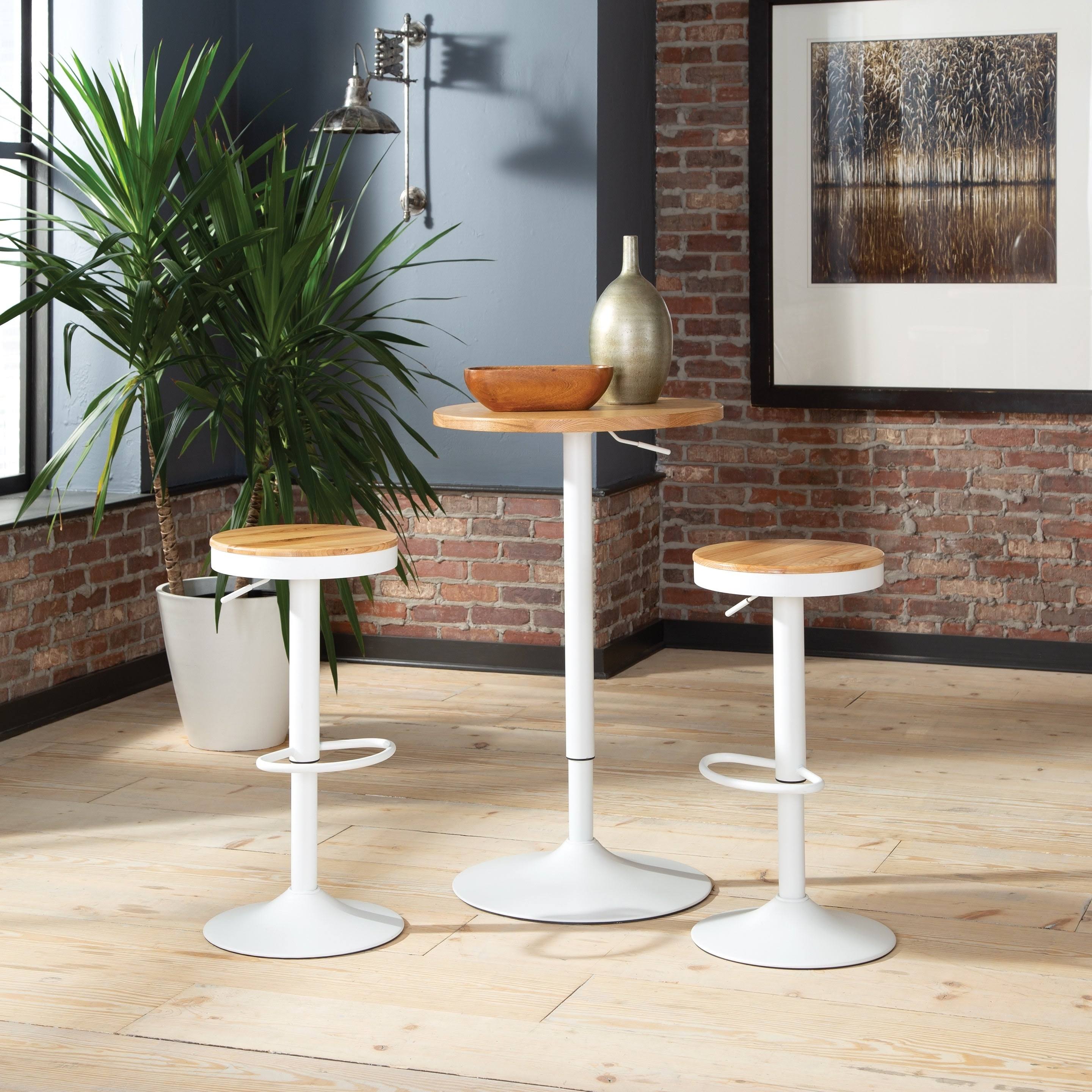 Ofm 161 Collection Industrial Modern Backless 23x22 to 32x22 Height Adjustable Bar Stool, 2 Pack - White Natural