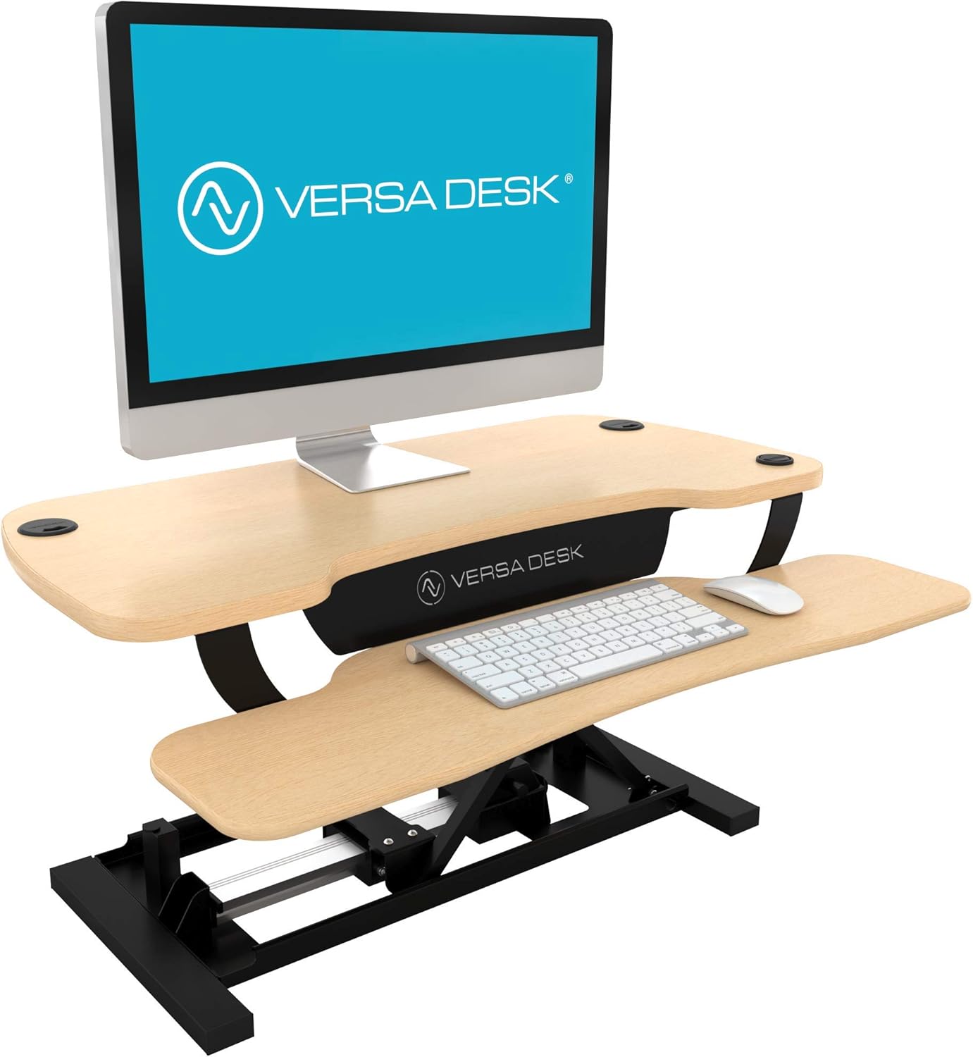 VersaDesk Power Pro USA Manufactured | Sit to Stand Electric Desk Converter | Sit to Stand Desktop with Keyboard + Mouse Tray | 36