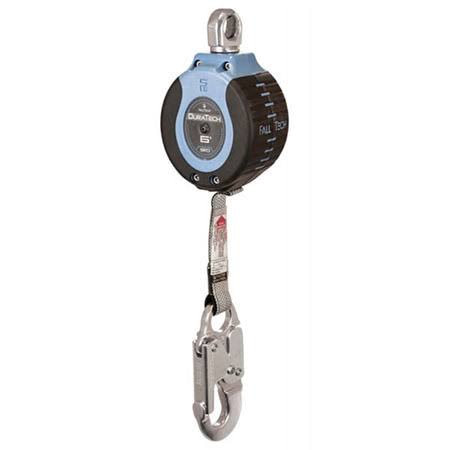 FallTech 82706SG5 DuraTech 6& Compact Web SRD, with Aluminum Carabiner and Rebar Hook