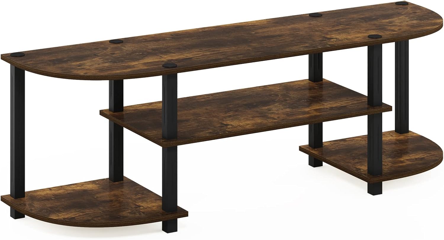 Furinno Turn-S-Tube Wide TV Entertainment Center, Oak Grey/Black Pack of 2