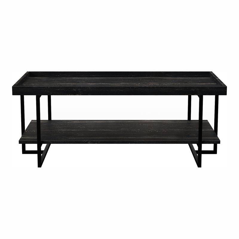 Furniture of America Prakers Industrial Wood 1-Shelf Coffee Table in Black