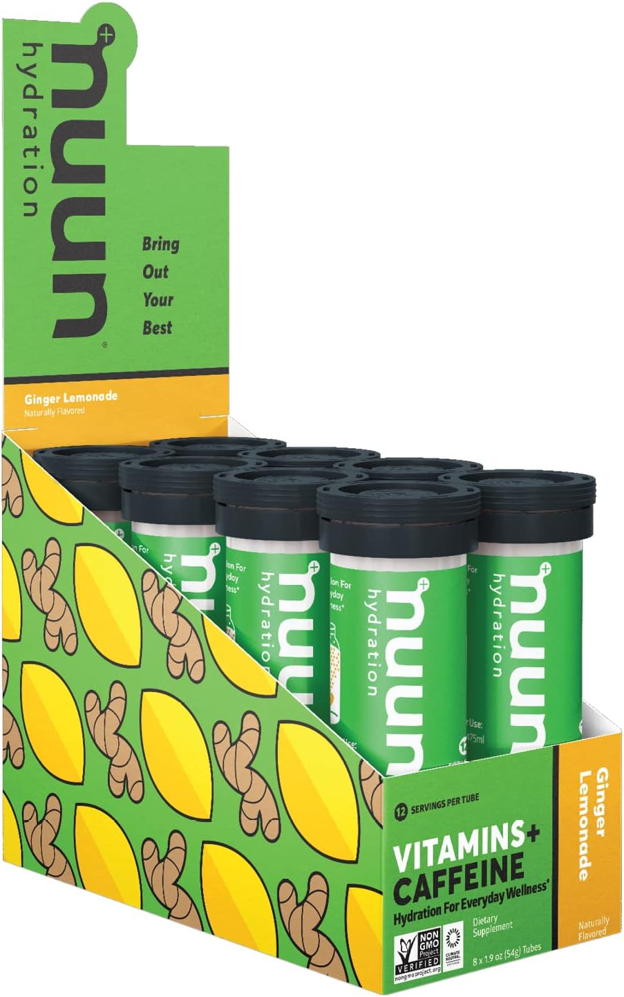 Nuun Vitamins: Vitamins + Electrolyte Drink Tablets, Ginger Lemonade, Box of 8 Tubes (96 Servings), Enhanced Everyday Wellness & Energy Pack of 2