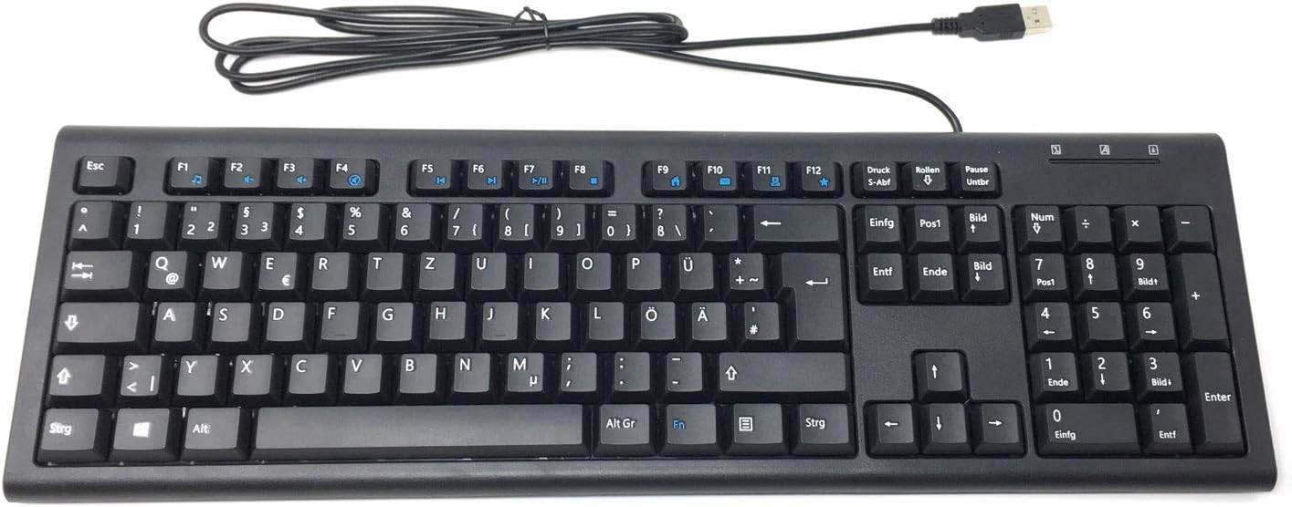 Solidtek Bilingual German English Black USB Wired Computer Keyboard (Renewed) Pack of 2