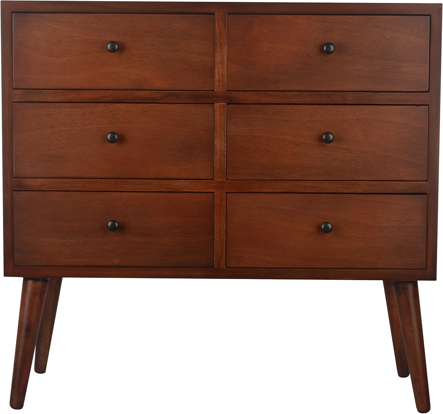 Decor Therapy Mid Century Six Drawer Accent Chest Wood Light Walnut (FR6321)