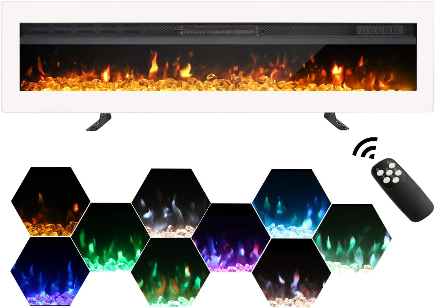 Maxhonor Electric Fireplace Insert Wall Mounted Freestanding Heater with Remote Control, 1500/750W (30 inch, Black)