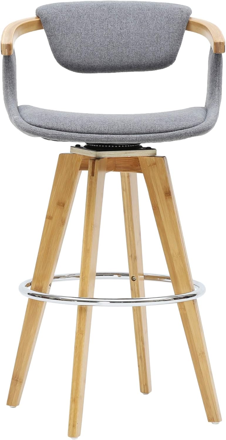 New Pacific Direct Darwin Fabric Bamboo Counter Bar & Counter Stools, Stokes Linen