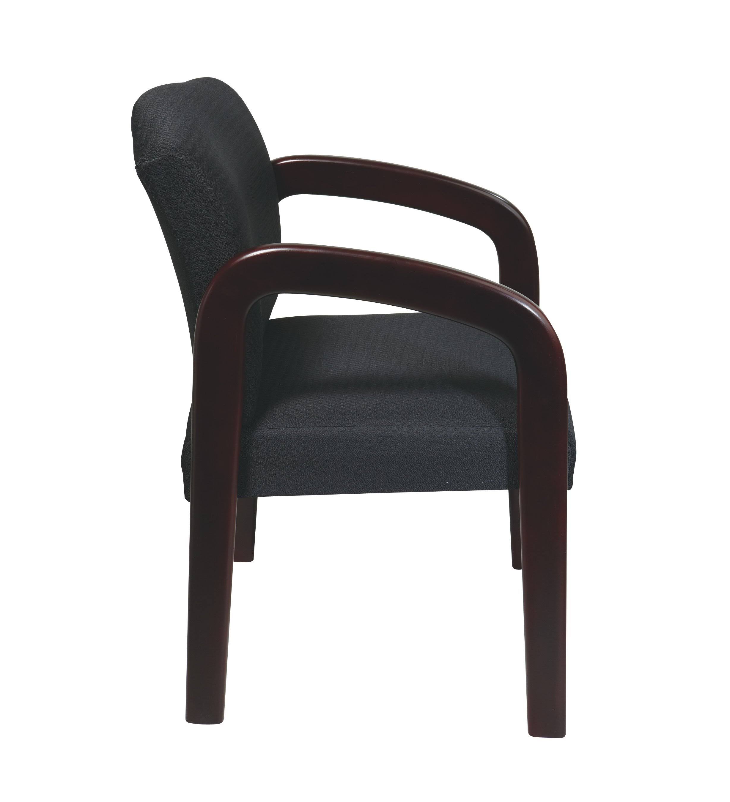 Office Star Black Triangle Mahogany Finish Wood Visitor Chair