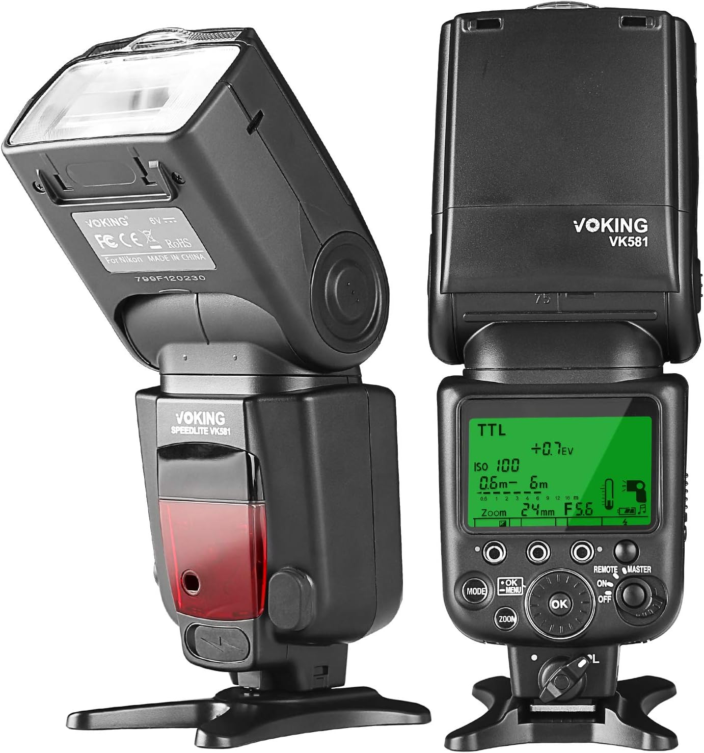 Voking VK581C TTL High Speed Sync Master Camera Flash Speedlite Compatible with EOS 70D 77D 80D Rebel T7i T6i T6s T6 T5i T5 T4i T3i and Other DSLR Cameras Pack of 2