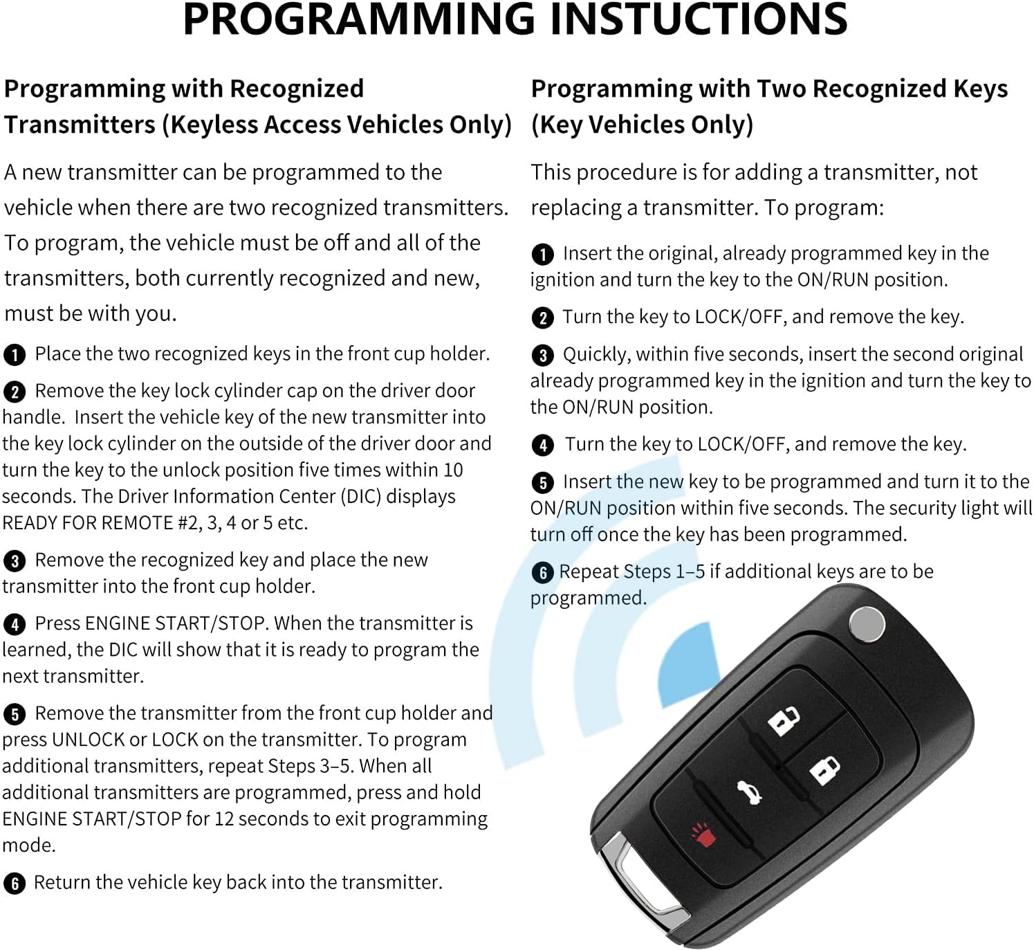 Keyless Entry Remote Uncut Flip Key Fob Fits for Chevrolet Cruze/Equinox 11-2015,Buick Lacrosse10-2016 FCC: OHT01060512 315MHZ (1 Pack)