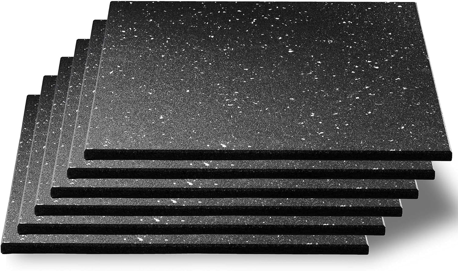 CyclingDeal Gym Floor Tiles Set- 6 Pack 500x500x15mm (2.69 SQ. FT. Each) Thick Rubber Exercise Workout Equipment Ground Mat- Noise&Shock Absorbing Surface Protect- Home Gym Garage Playground