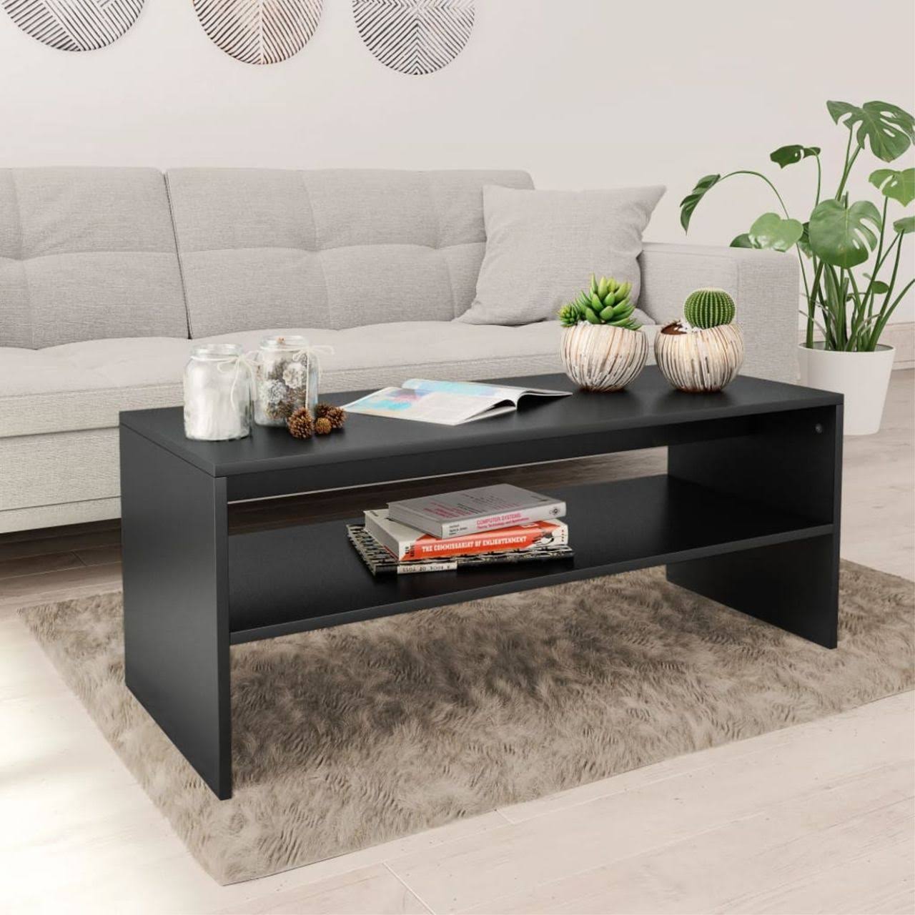 vidaXL Coffee Table Black 39.4x22x15.7x22x15.7x22 Chipboard
