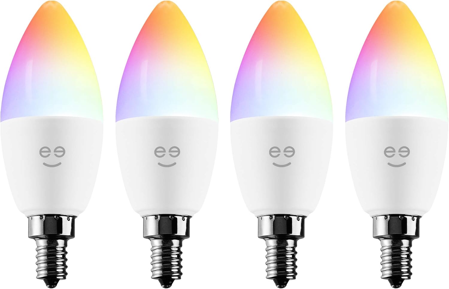 Geeni Prisma Plus Candle Wi-Fi LED Smart Bulb, B11 Candelabra, 4W, E12 Base 350lm Tunable and Dimmable RGB Bulb, Compatible with Alexa and The Google Assistant, No Hub Required (4 Pack) Pack of 2