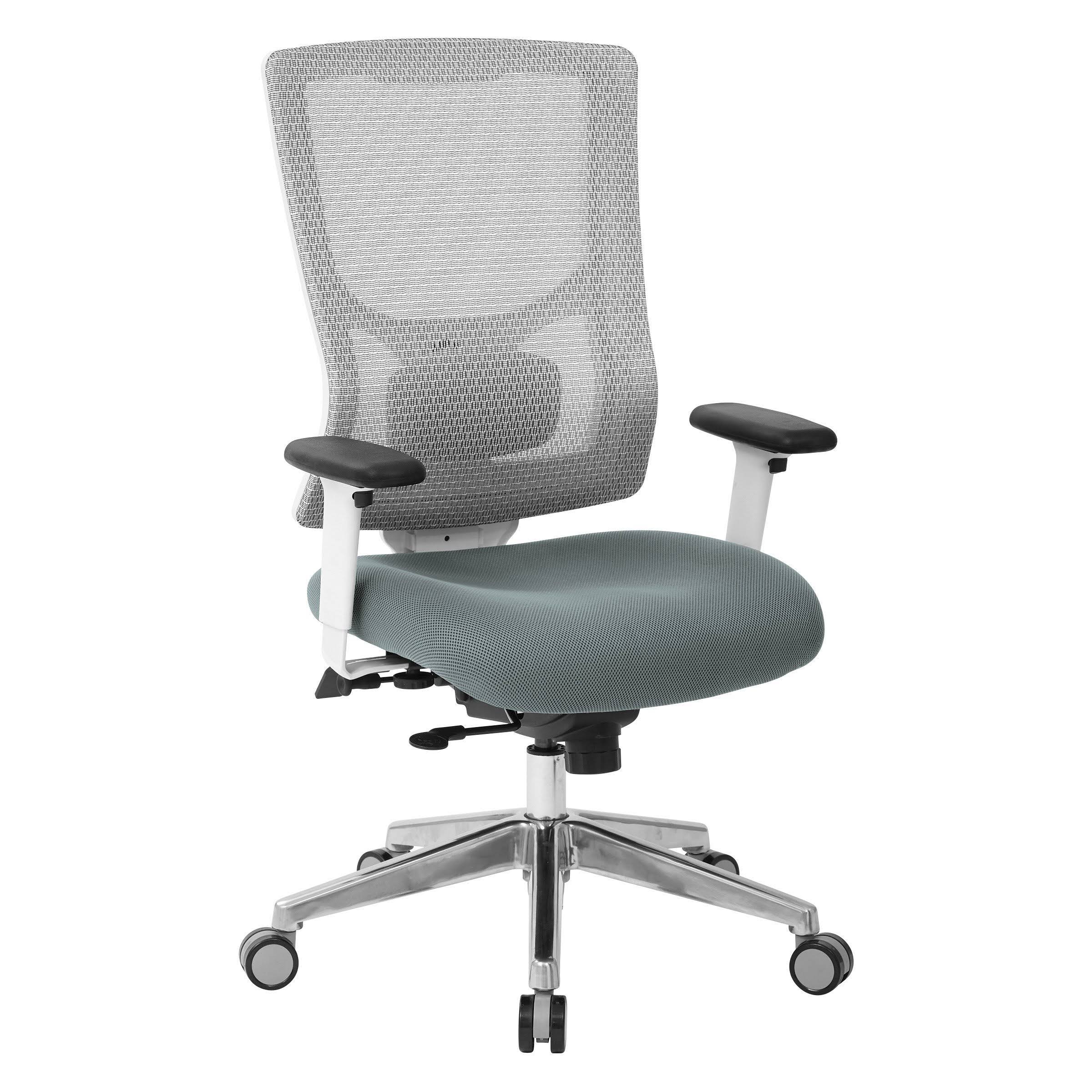 Office Star ProGrid White Mesh Mid Back Chair with Gray Fabric Mesh Seat