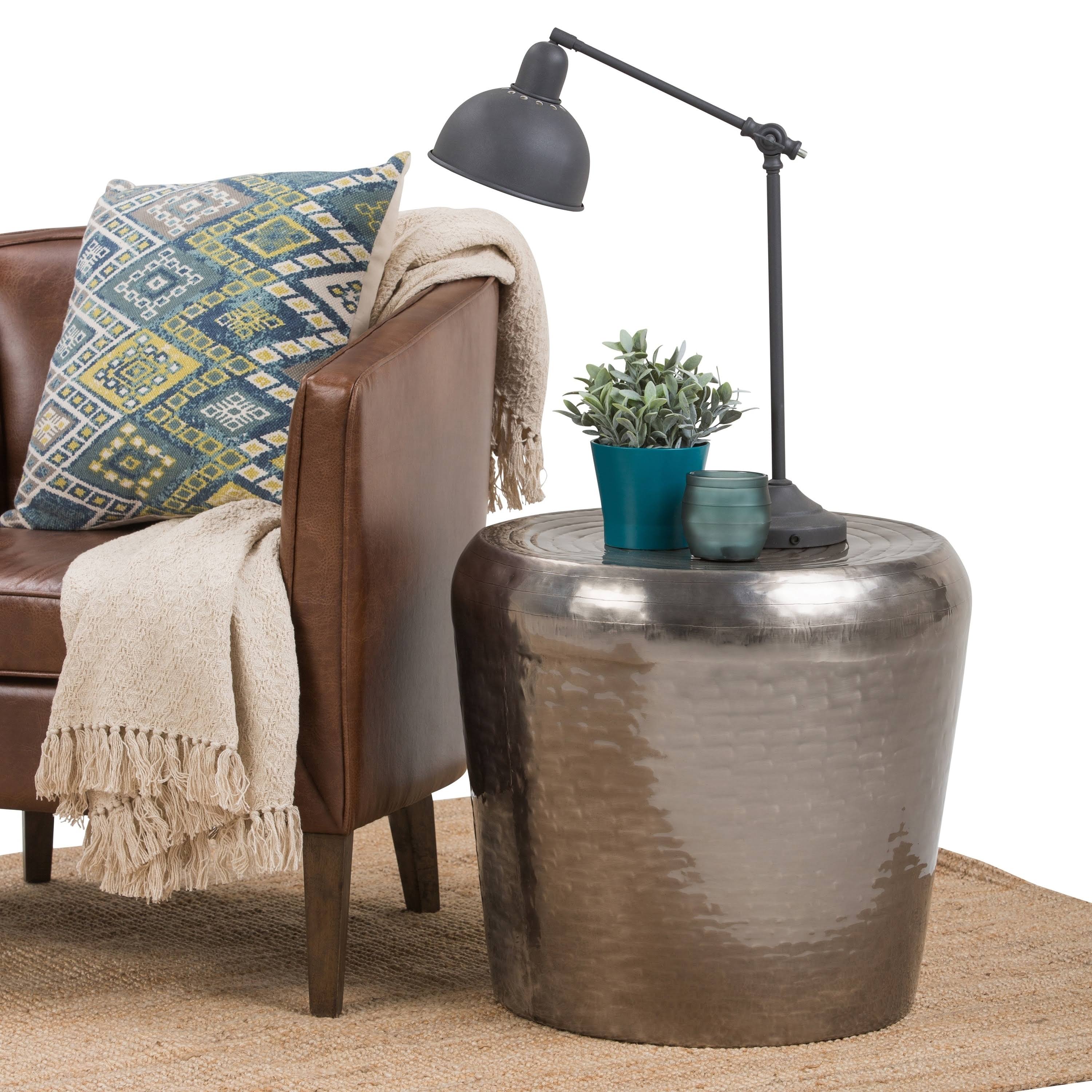 Wyndenhall Suzanne Metal Accent Table in Antique Silver