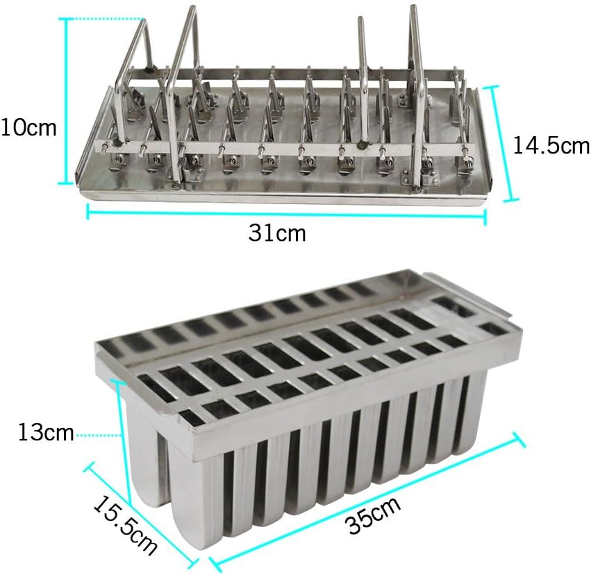 ZXMOTO 20pcs Industrial Stainless Steel Ice Lolly Popsicle Molds Commercial Popsicle Mold Ice Cream Stick Holder,98ml Per Mold Pack of 2
