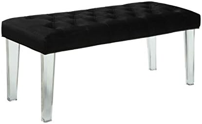 Furniture of America Eliza Contemporary Fabric Bench with Acrylic Legs in Blue