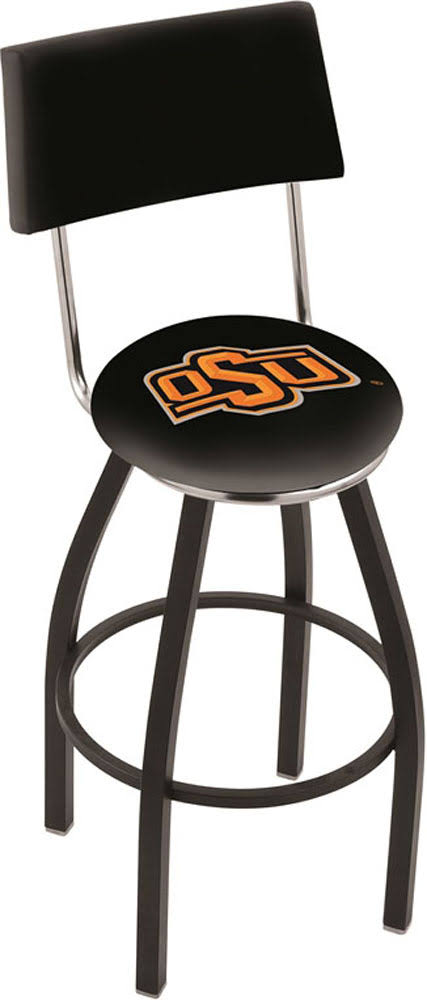 Holland Bar Stool 30x22 Black Wrinkle Oklahoma State University Swivel Bar Stool