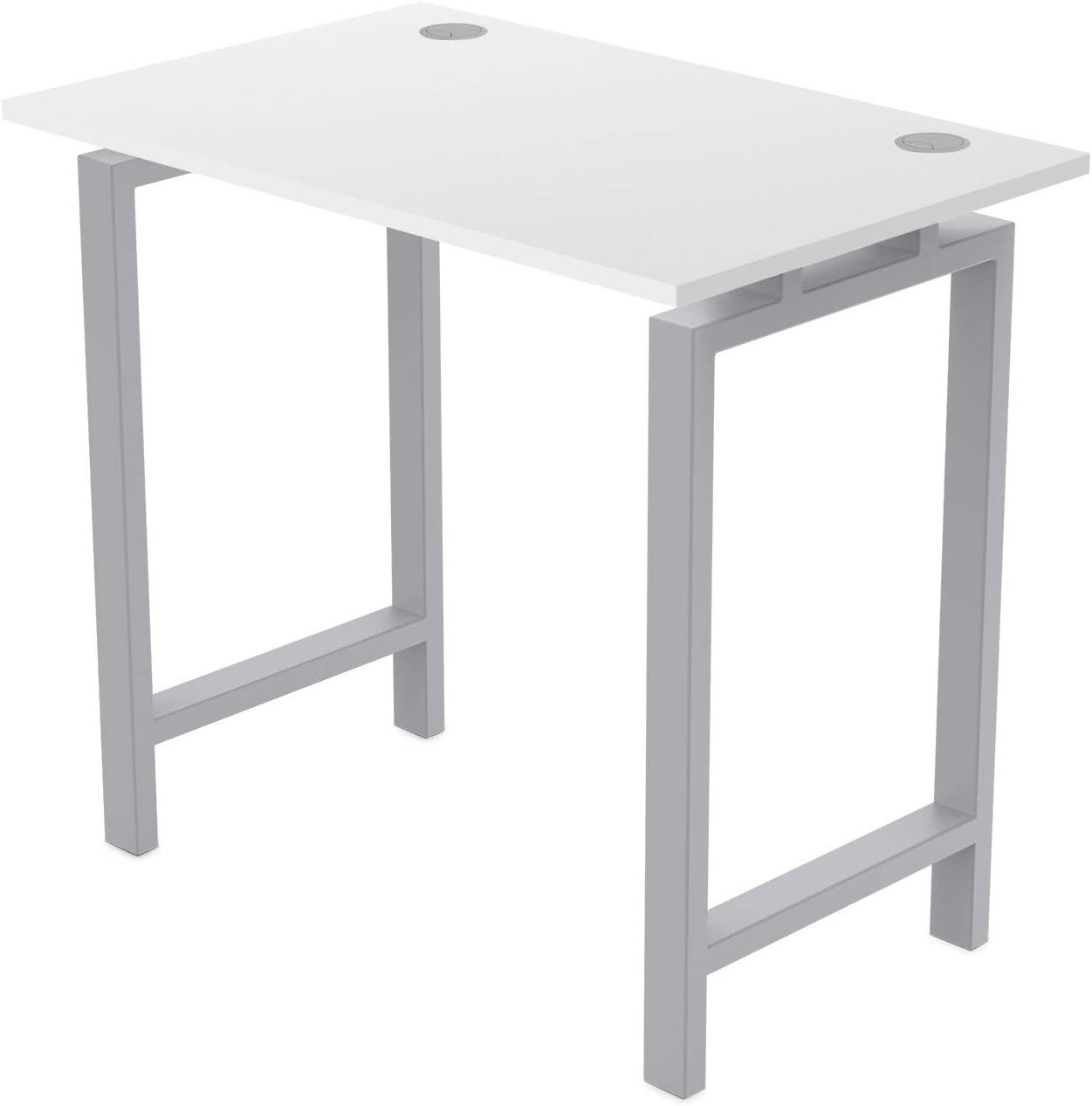 UPLIFT Desk - Whiteboard Desktop, Fixed Standing Height 4-Leg Side Table (Industrial Style) Grommets (Black) (72