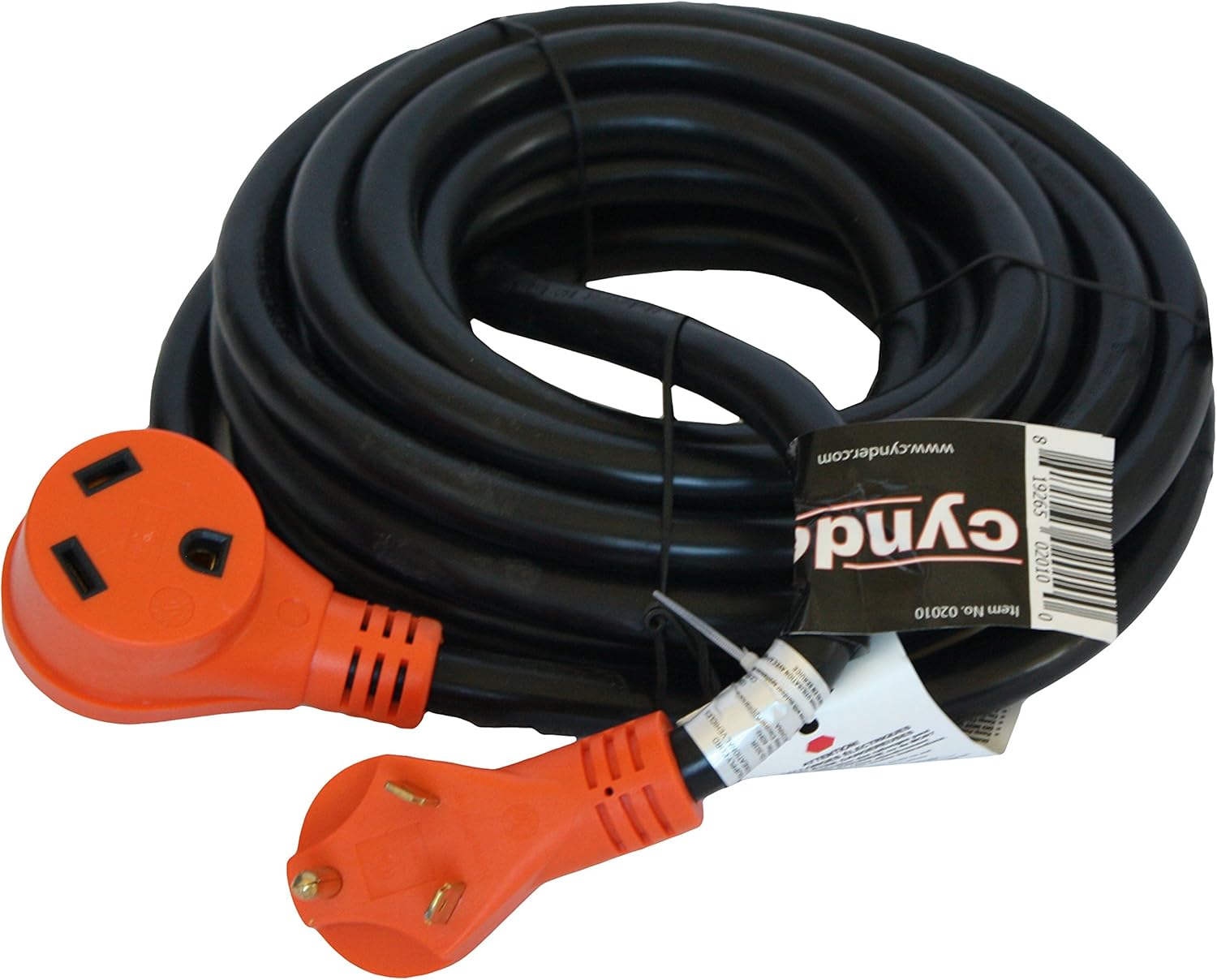 30 Amp Cynder 02012 RV Electrical Power Extension Cord 50' ft with Handle (50 Feet, Yellow) Pack of 2