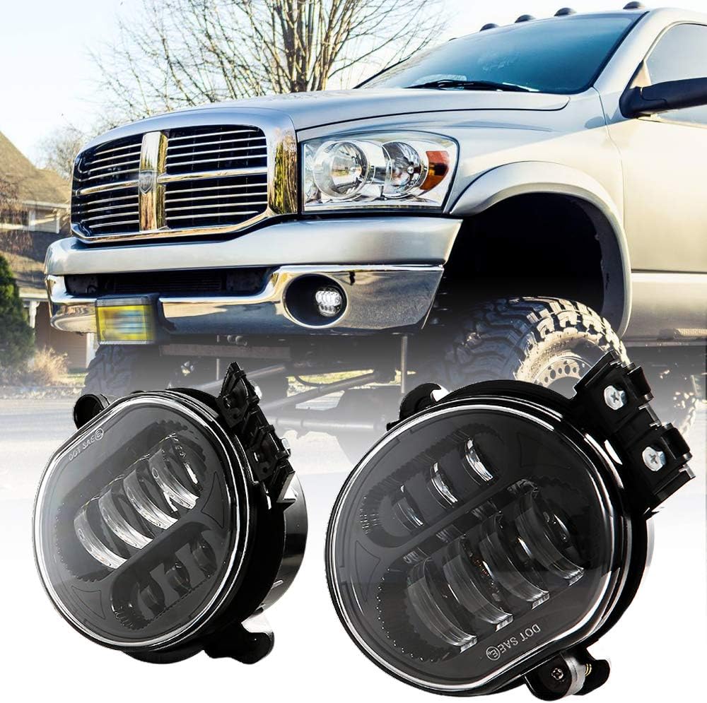 New Version LED Fog Light for Dodge Ram 1500 2002-2008 Dodge Ram 2500/3500 Pickup Truck 2003 2004 2005 2006 2007 2008 2009 -1 Pair Black Pack of 2