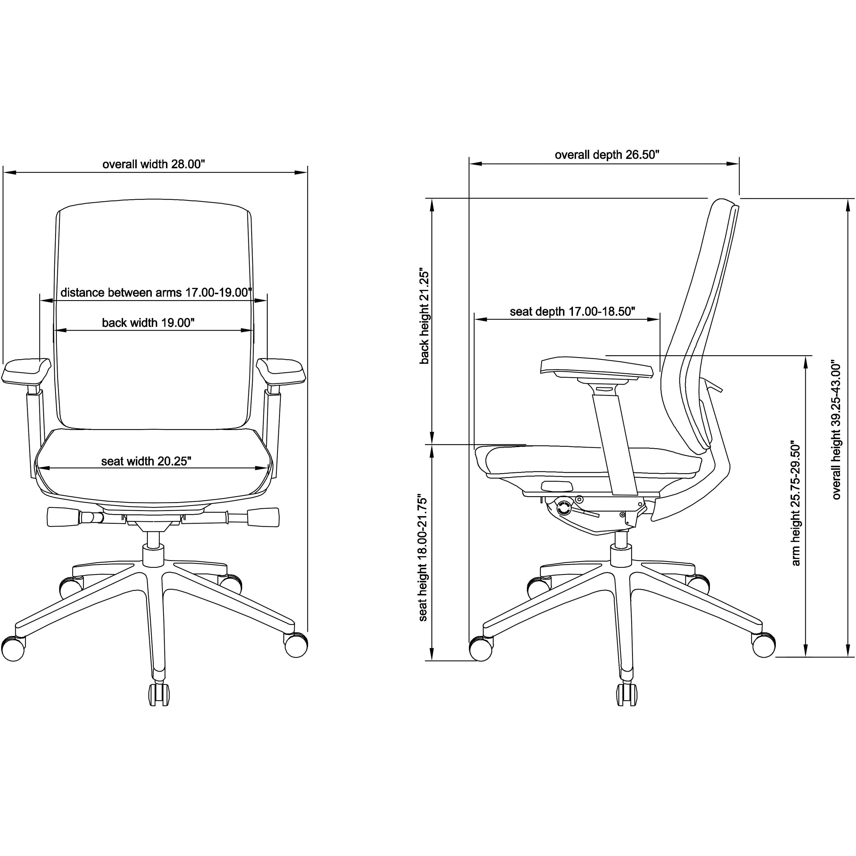 Lorell Mid-Back Chairs with Adjustable Arms (Red)