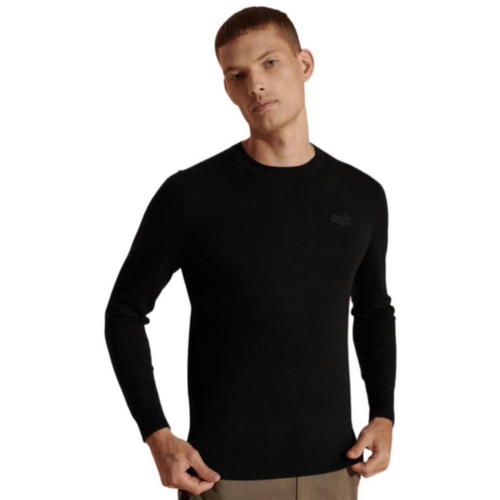 Superdry Crew Neck Orange Label Knit Jumper Black