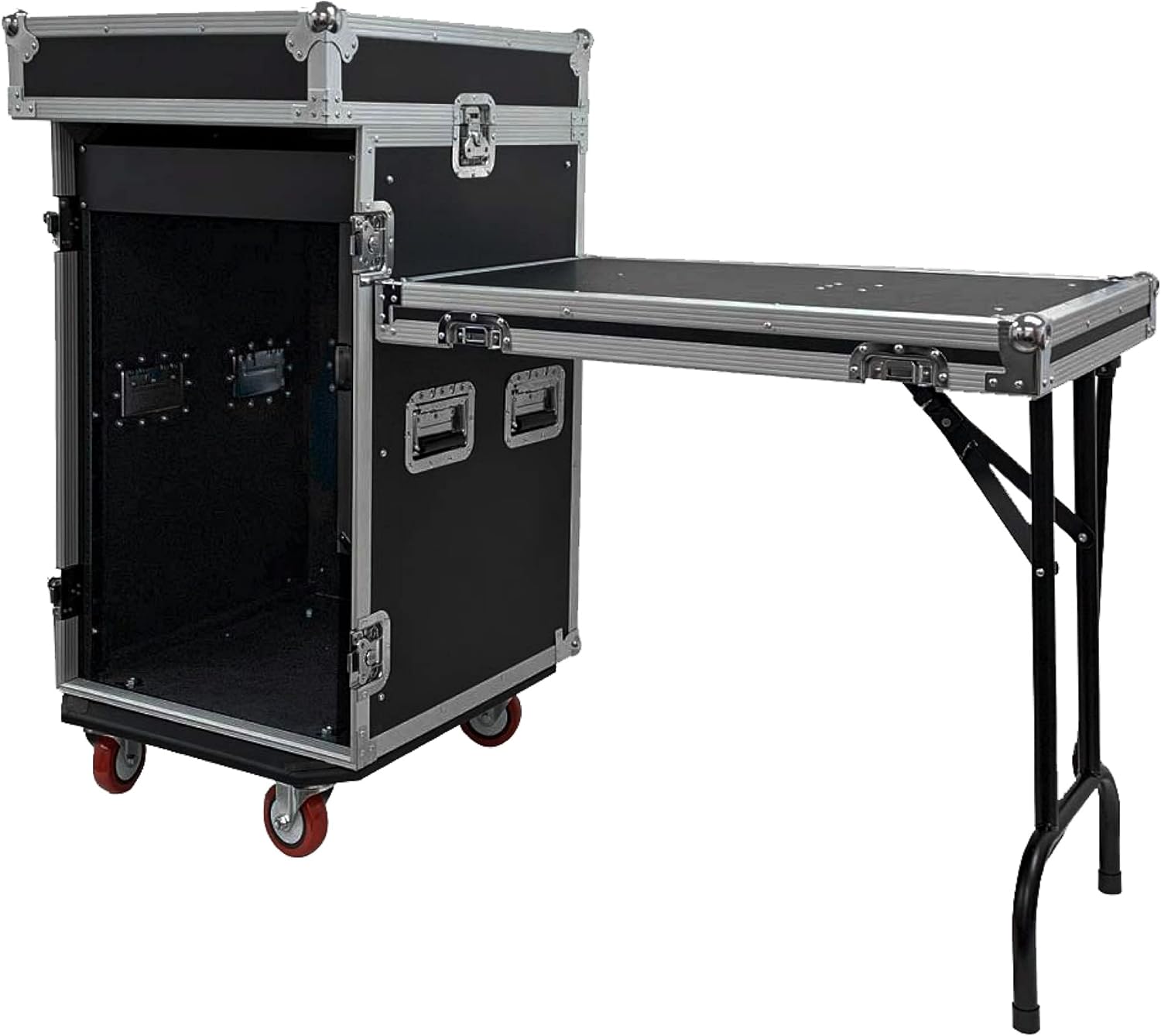 Seismic Audio Speakers 16 Space Rack Case with 10 Space Slant Mixer Top and DJ Work Table, PA/DJ Pro Audio Road Case