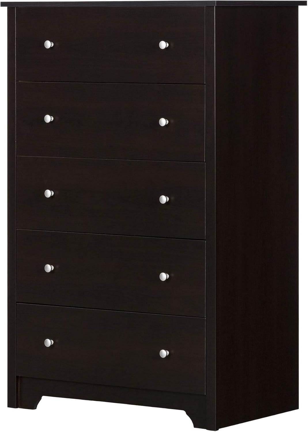 South Shore Vito Collection 5-Drawer Dresser, Black with Matte Nickel Handles