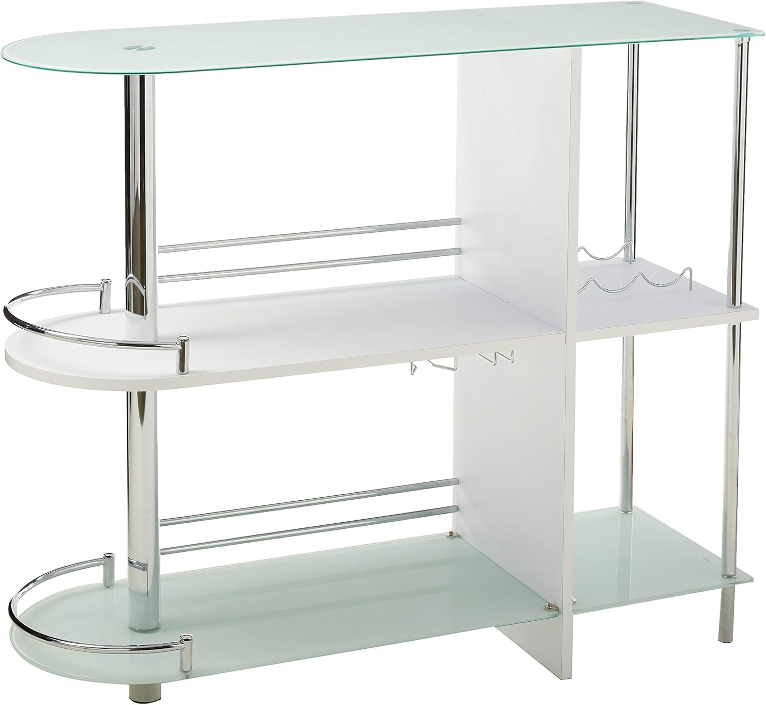 Kings Brand Furniture Bar Table with Two Tempered Glass Shelves, Black