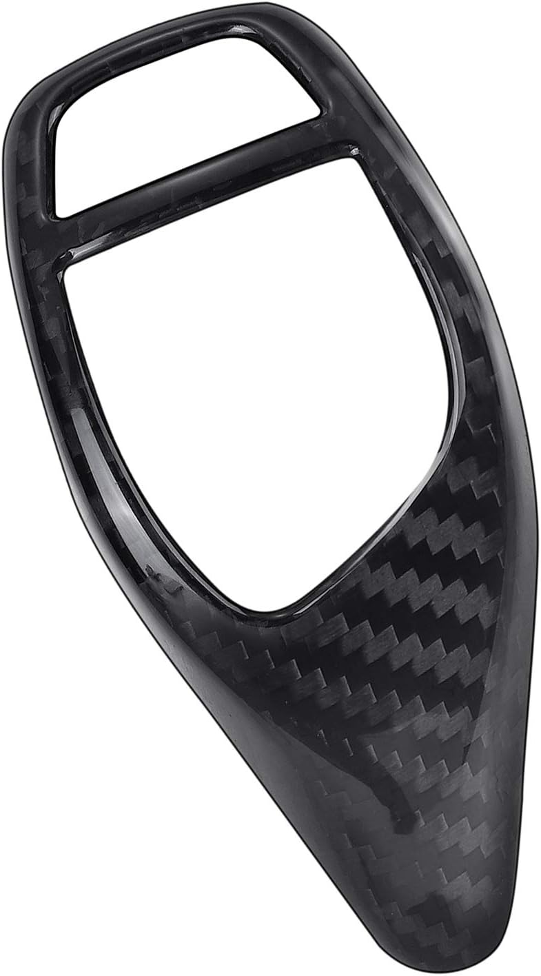 MICOOS Replacement for Gear Leaver Trim Carbon Fiber Gear Head Cap Sticker Interior Accessories for BMW F20 F21 2012-2018 F22 F23 F32 F33 F36 F15 I8 2014-2018 F30 F34 F35 2013-2018 (Black) Pack of 2