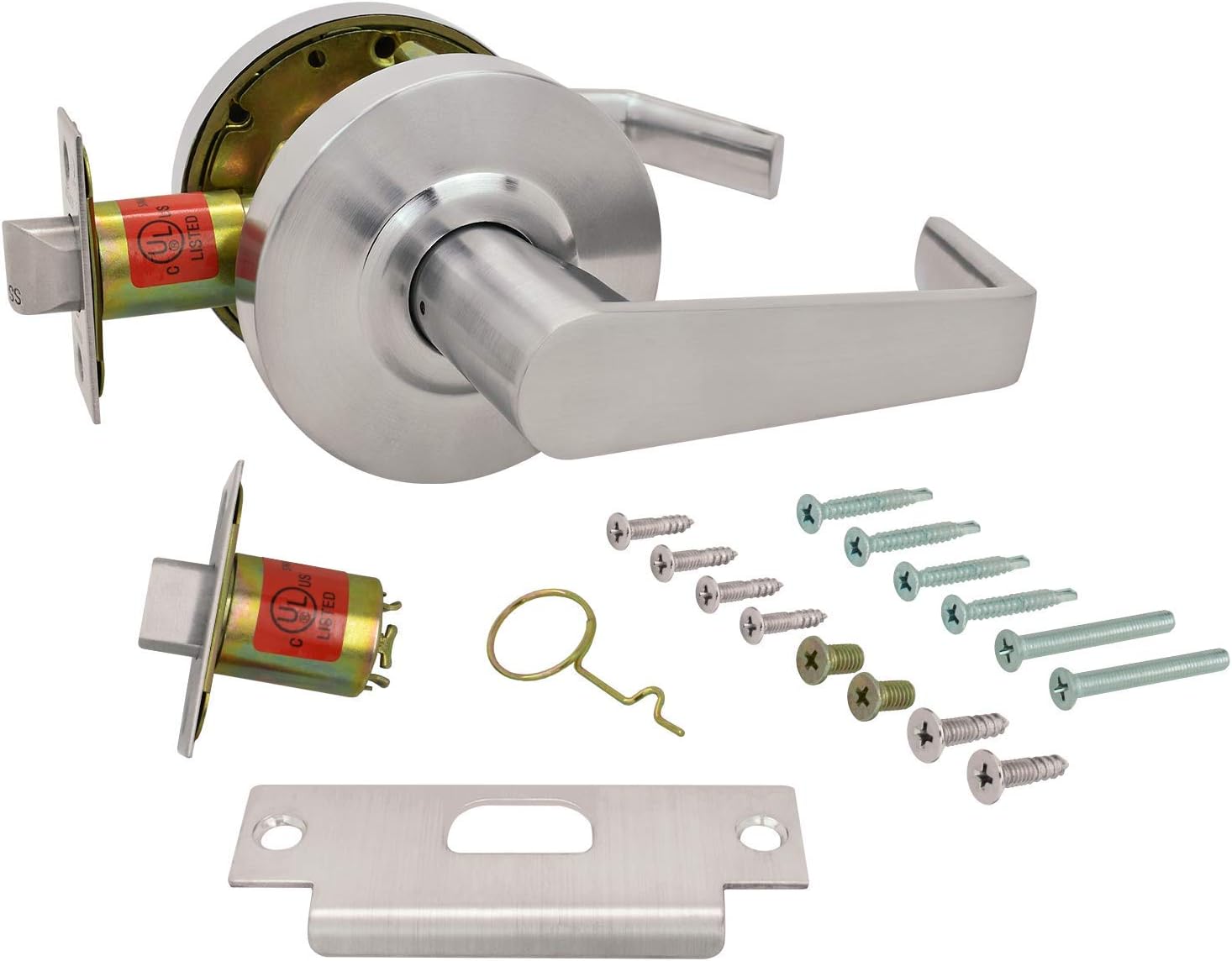 Nuk3y Azure Grade 2 Commercial Duty Cylindrical Lever Lockeset, ADA, UL Rated, Satin Chrome US26D (Passage) Pack of 2