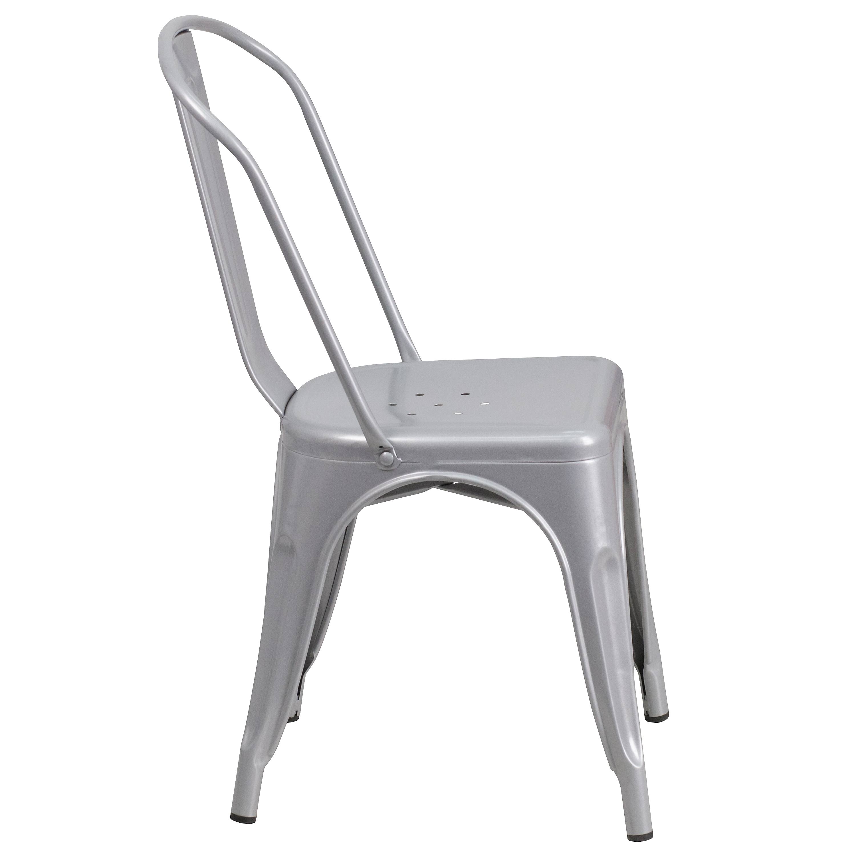 Flash Furniture Metal Indoor-Outdoor Stackable Chair - Silver