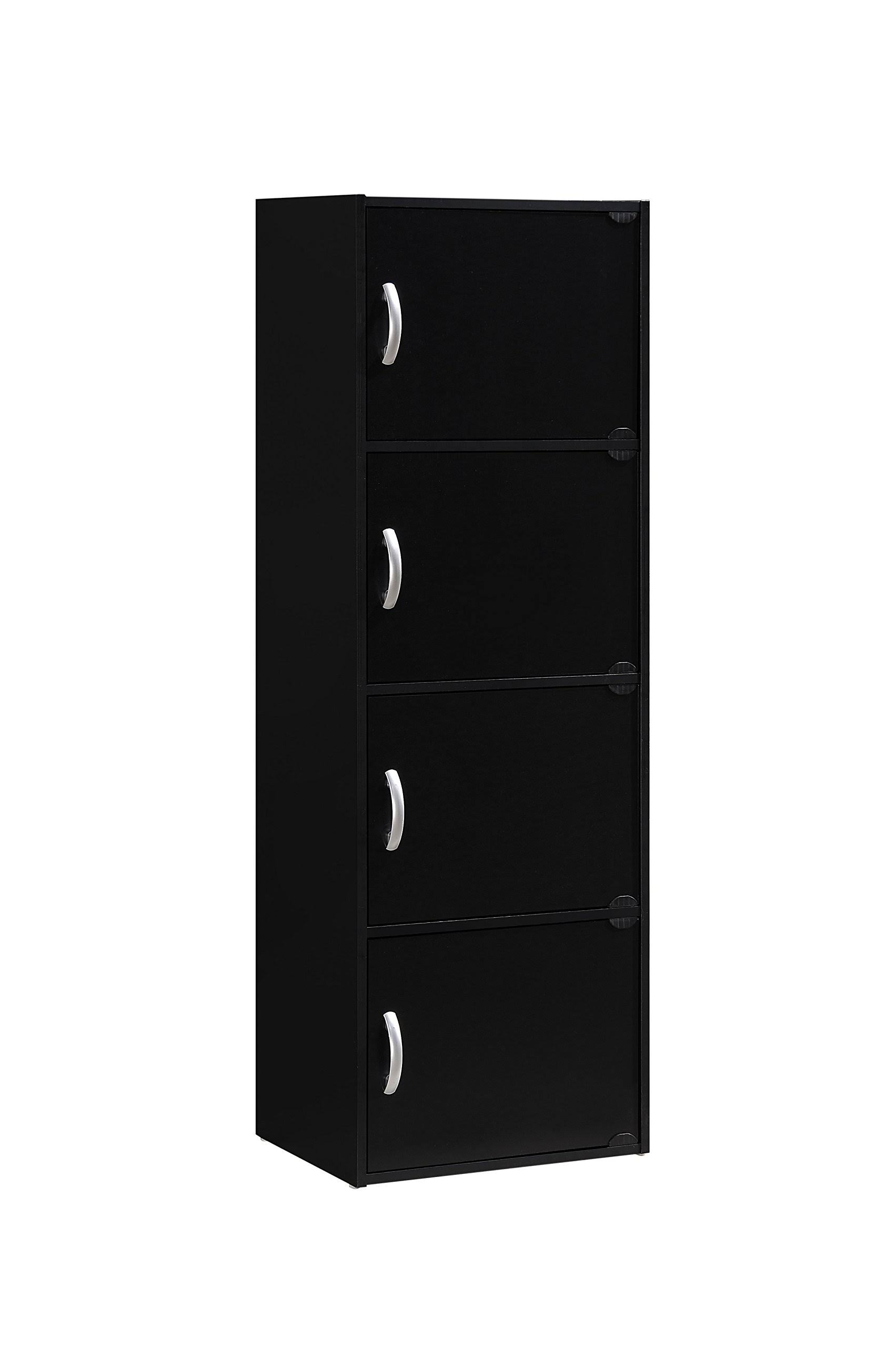 Hodedah Import 4-Door Storage Cabinet, Black