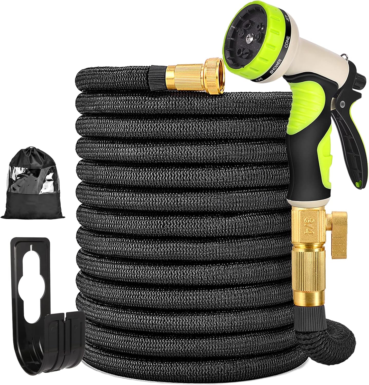 TOCZIM 50FT Expandable Garden Hose - Flexible Hose with Extra Strength 3750D Fabric 4-Layers Latex 3/4