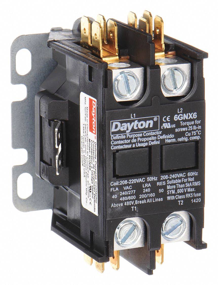 Dayton 6GNP7 24VAC Non-Reversing Definite Purpose Contactor 2p 25A