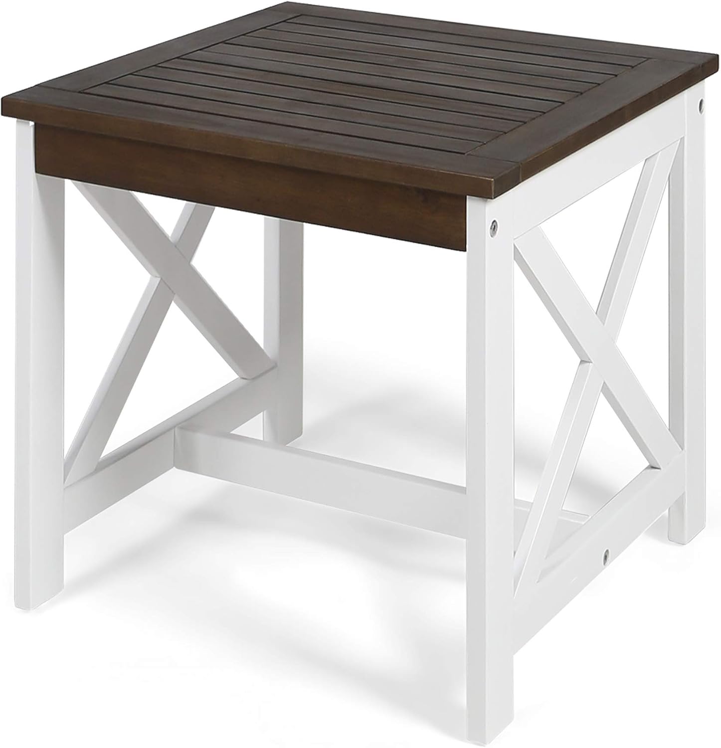 Christopher Knight Home Jean Indoor Farmhouse Acacia Wood End Table, Dark Brown Finish, White Finish